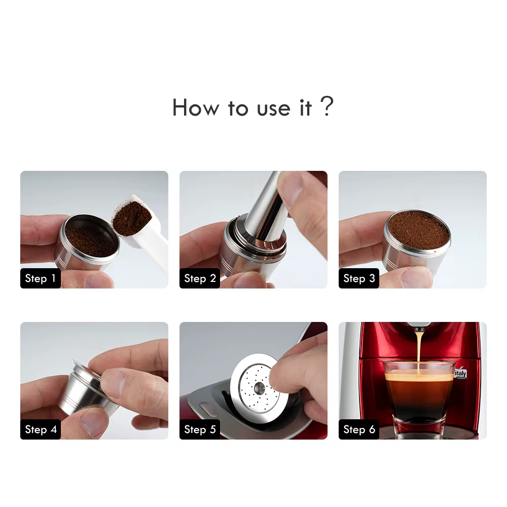 Capsules de café réutilisables en acier inoxydable