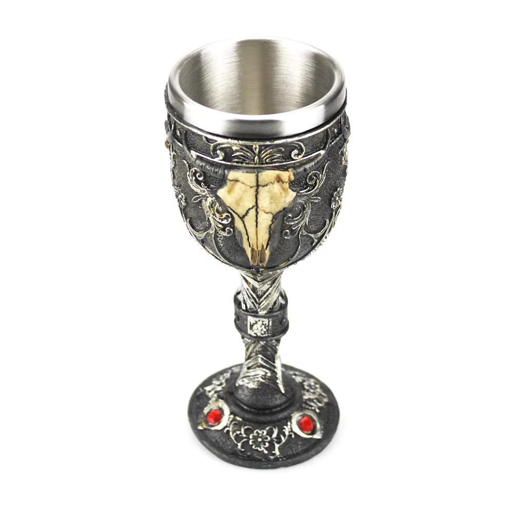 Gobelet gothique 3D Viking en acier inoxydable, crâne en résine, gobelet à vin, griffe de Dragon, squelette de colonne vertébrale, tasse à whisky, verre à vin pour Halloween