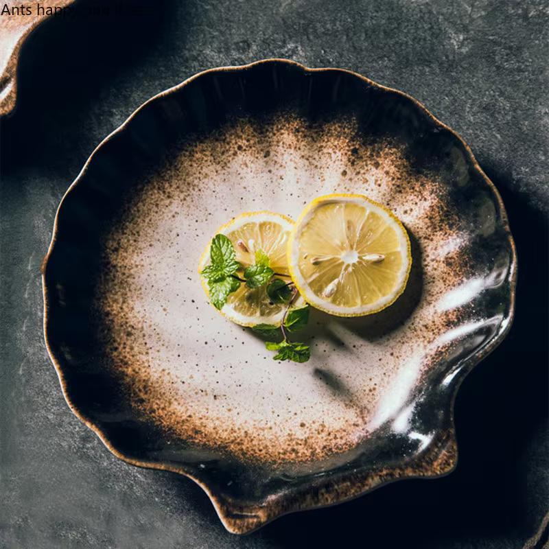 Assiette à Queue en Céramique à Coquille Irrégulière