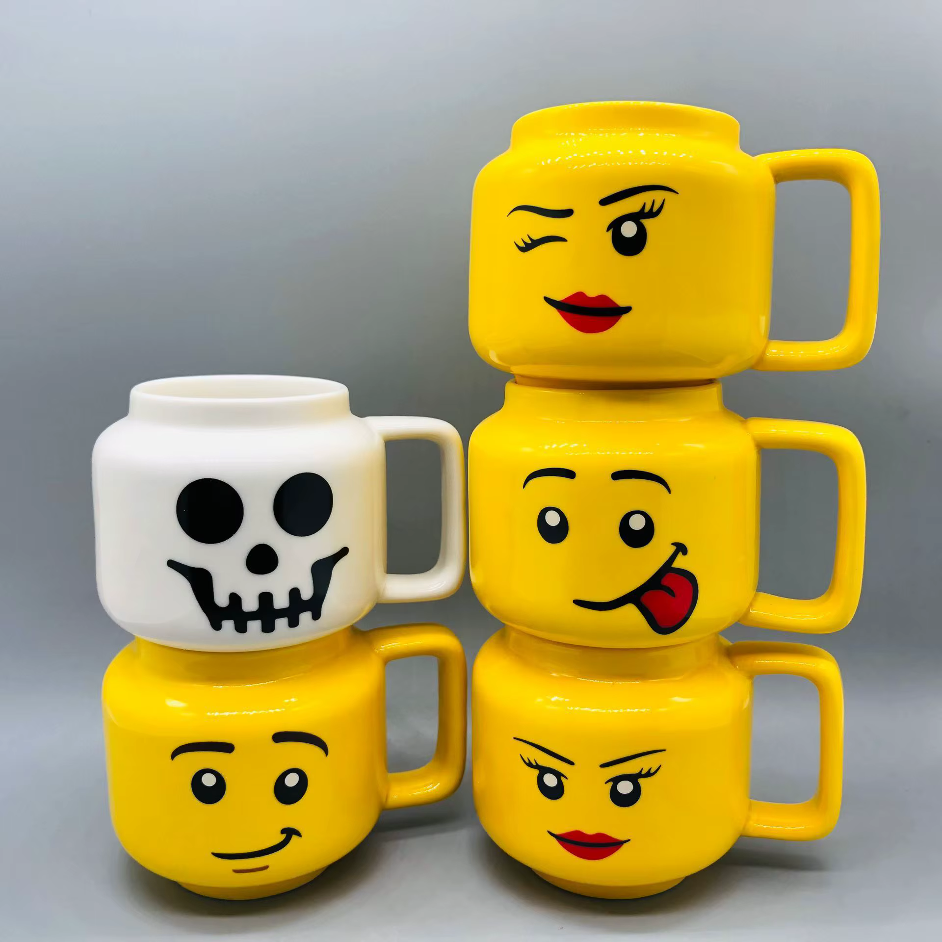 Sourire tasse en céramique dessin animé café lait thé tasse d'eau mignon drôle Expression enfants tasse de lait tasse d'eau domestique
