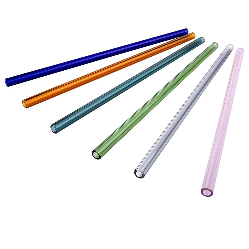 Pailles droites en verre fin coloré