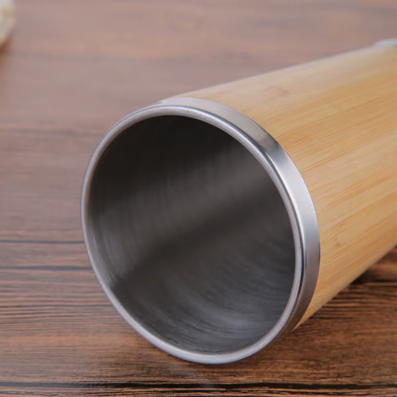 Tasse à café en bambou avec couvercle anti-fuite