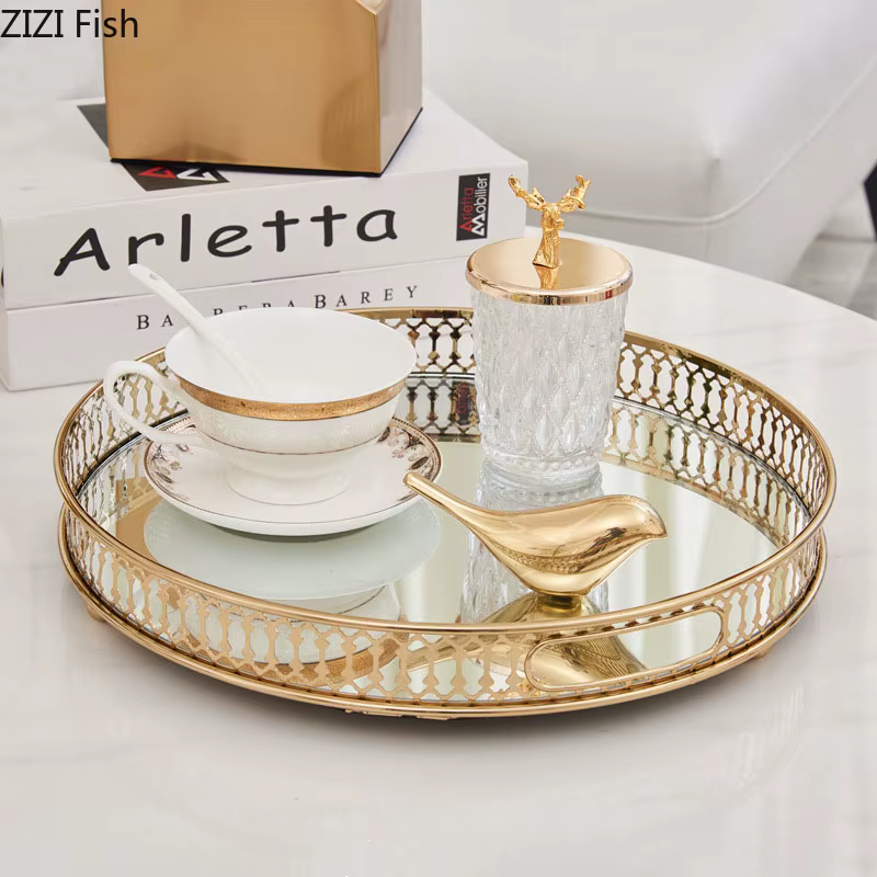 Plateaux décoratifs en verre miroir vintage