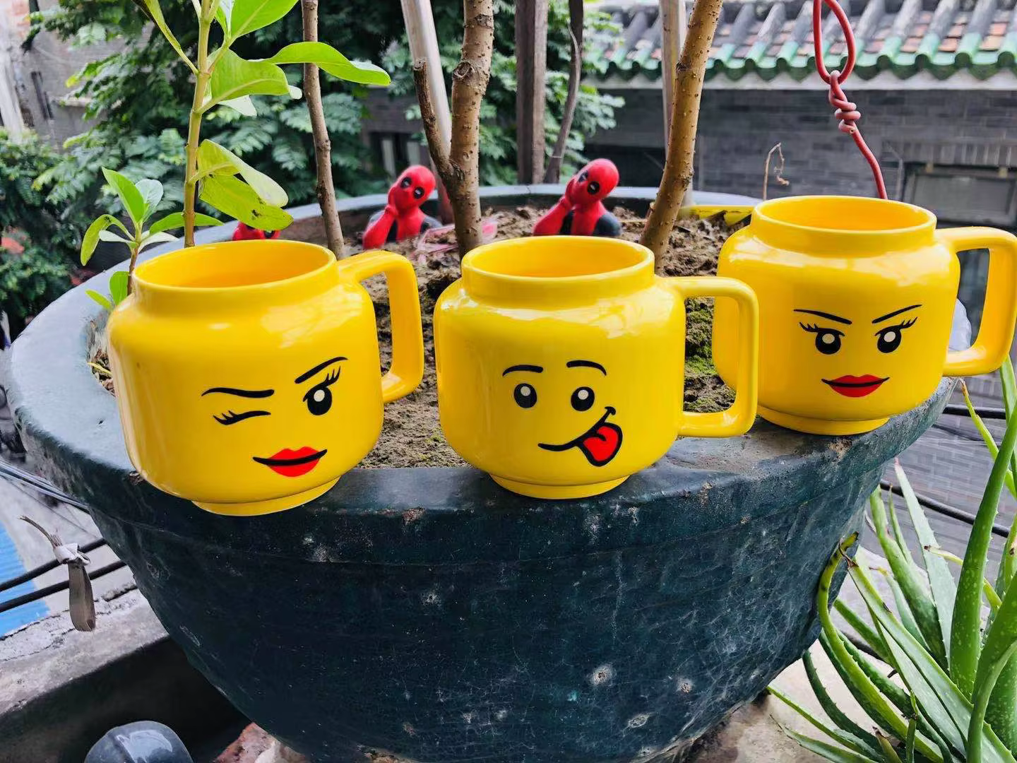 Sourire tasse en céramique dessin animé café lait thé tasse d'eau mignon drôle Expression enfants tasse de lait tasse d'eau domestique