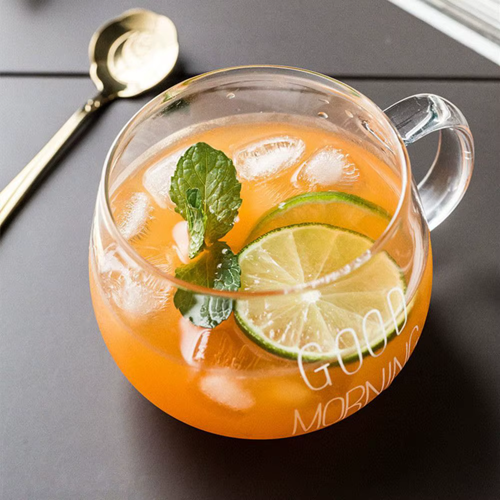 Tasse en verre créative transparente avec lettre imprimée