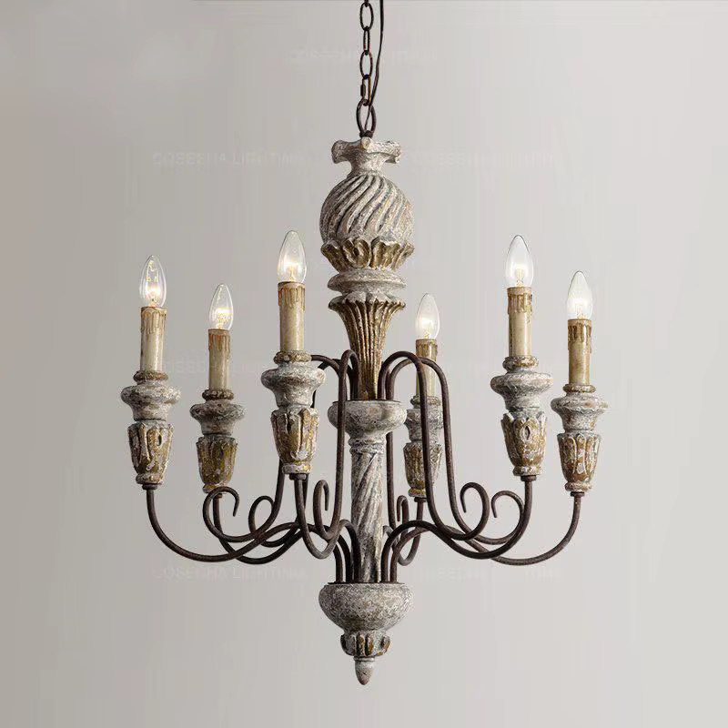 Plafonnier en bois blanc Vintage et rustique, style français, éclairage d'intérieur, luminaire décoratif de plafond, idéal pour une salle à manger, une chambre à coucher ou un salon