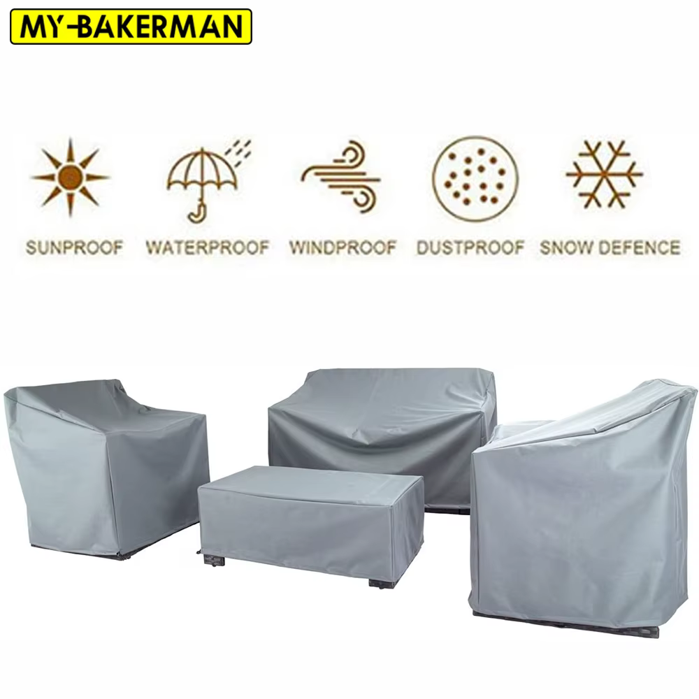 Housse de protection pour meubles de jardin en tissu Oxford, taille 68, argentée, anti-poussière, pour table et chaises en rotin, canapé, imperméable, protection contre la pluie
