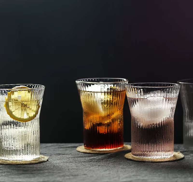 Verres à whisky ondulés 4 pièces
