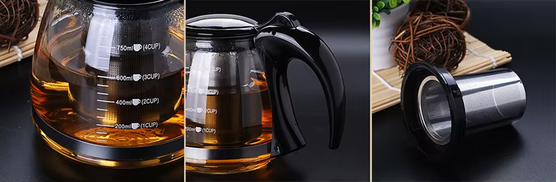 Théière en verre au Design créatif 750ml et 1200ml