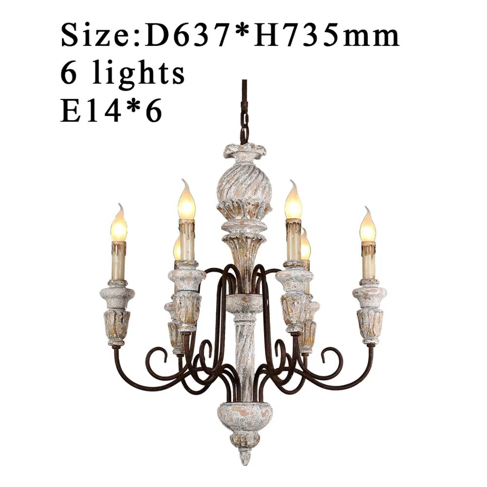 Plafonnier en bois blanc Vintage et rustique, style français, éclairage d'intérieur, luminaire décoratif de plafond, idéal pour une salle à manger, une chambre à coucher ou un salon