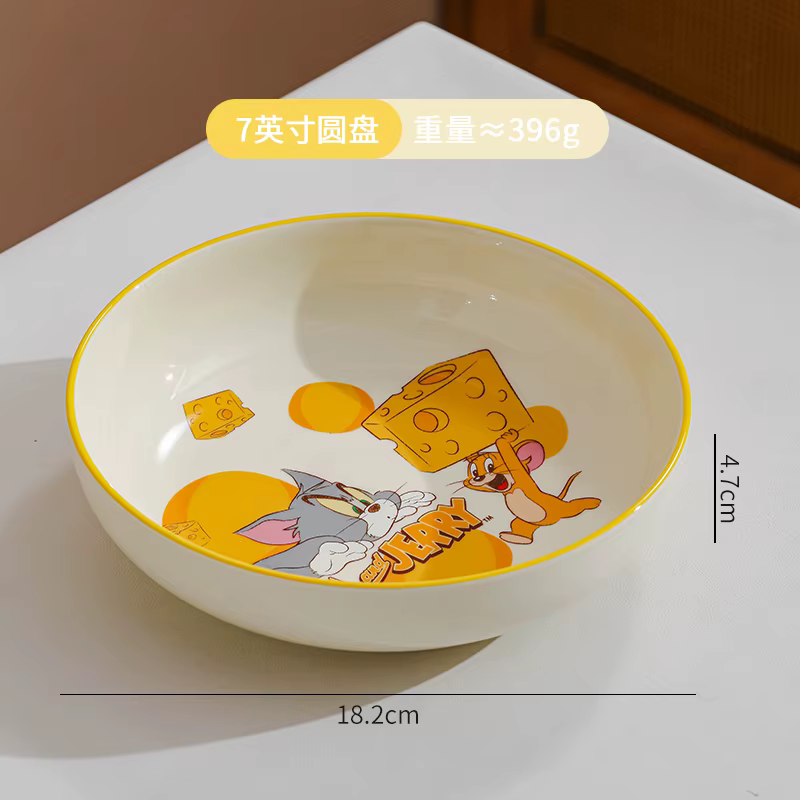 Assiette en porcelaine Tom et Jerry de 7 pouces