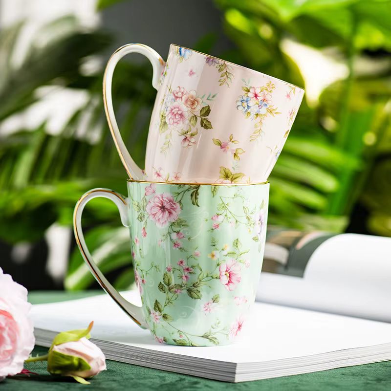 Tasse en céramique créative pour Couple, Vintage, fleur, petit déjeuner à la maison, tasse à lait, bureau, thé de l'après-midi, café, tasse d'eau, verres pour la maison