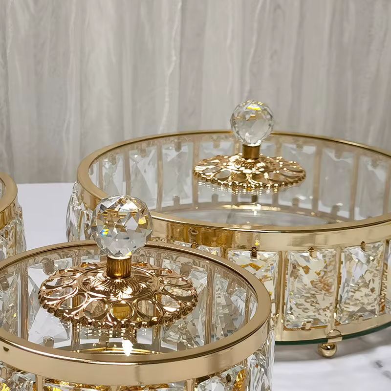 Bol à fruits en verre de cristal de luxe européen avec couvercle