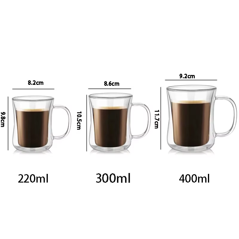 FOME 1/2/4 pièces tasses à café en verre à Double paroi tasse à expresso transparente avec poignée pour boisson chaude