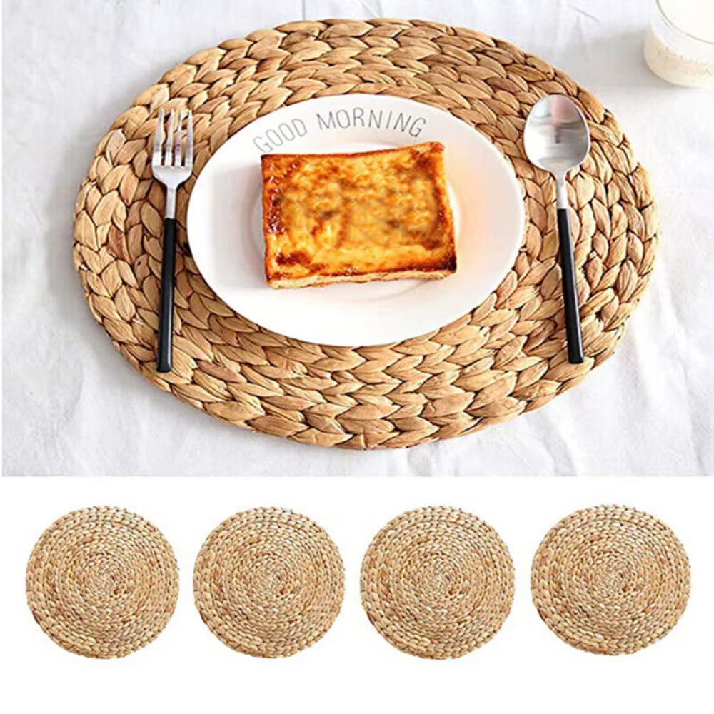 Natual paille tissage rotin napperons ronds tasses tapis Table à manger décor à la maison