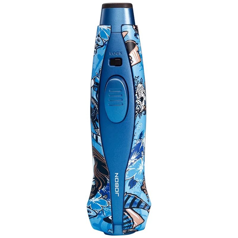 Briquets Gonflables Coupe-Vent avec Serrure de Sécurité, Design de enquêter, Flamme Réglable, Taille 360 °, Inversible VILLE, Chaîne BON, Bleu
