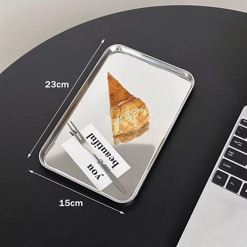 Assiette rectangulaire en acier inoxydable de style nordique pour café