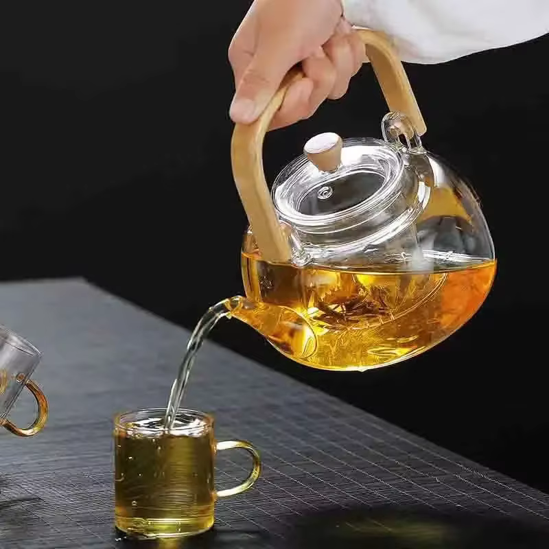 Théière Chauffante et Chauffante, Service à Thé Ménager, Bouilloire en Verre