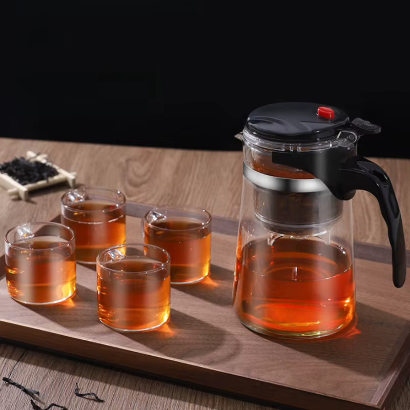 Théière en verre borosilicate JUSTINLAU 500ml-1800ml avec infuseur à thé et compartiment à thé