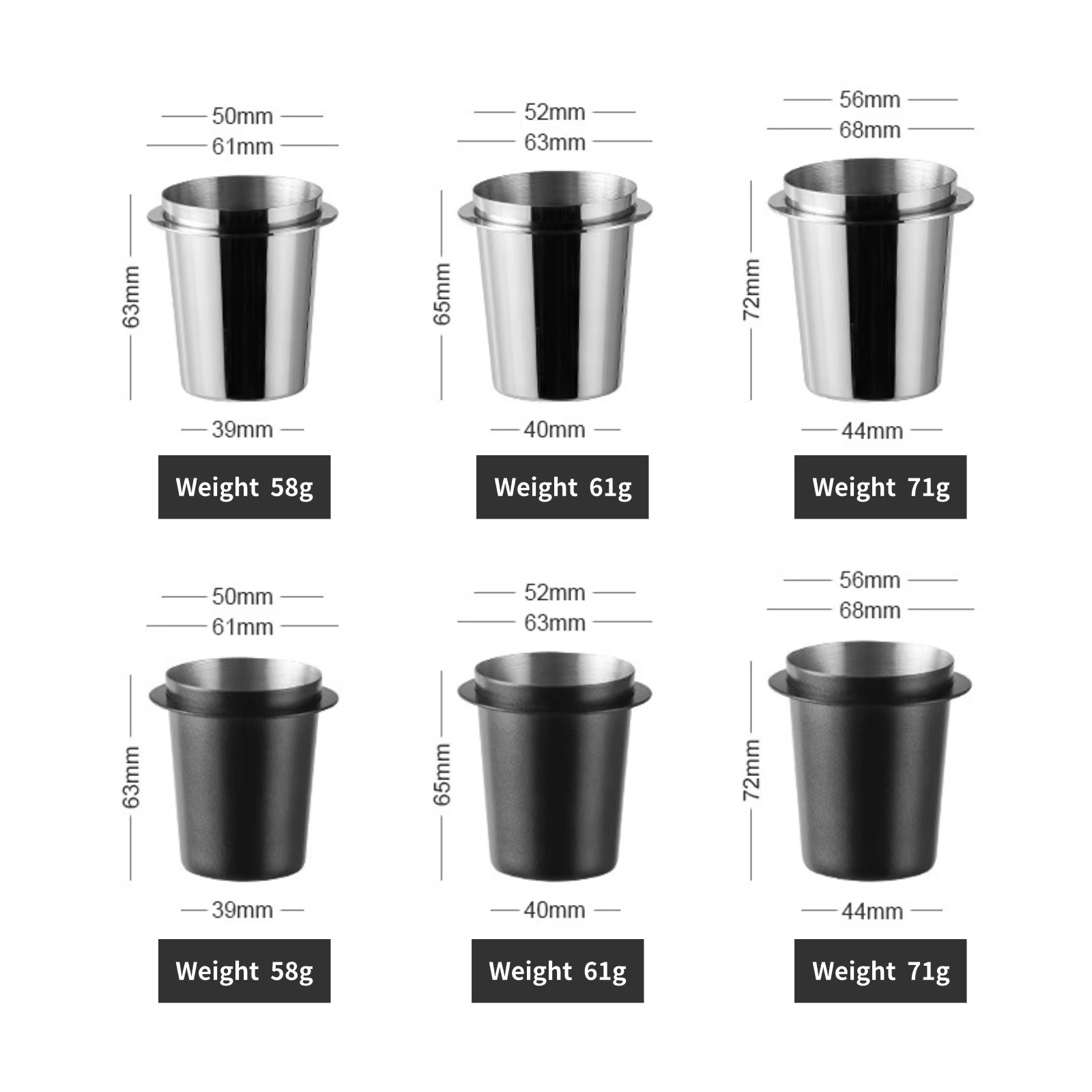 Tasse doseuse de café 58/53/51mm