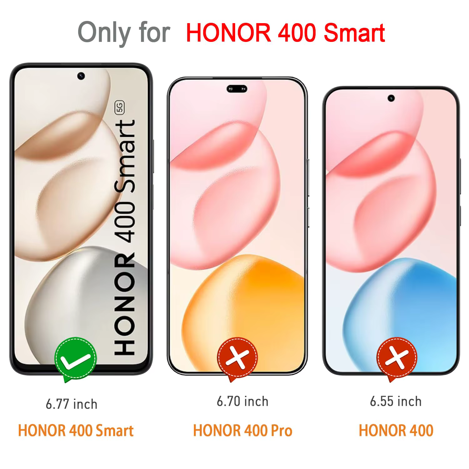Protection d'écran en verre trempé HD cristal 9H anti-rayures compatible avec For Honor 400 Smart 6,77 pouces