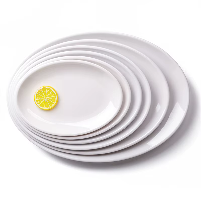 Assiettes ovales en mélamine blanche de 9 à 14 pouces