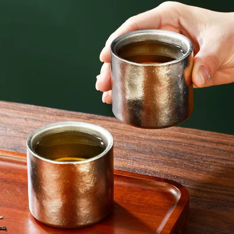 Mug à café mini en titane pur à double paroi