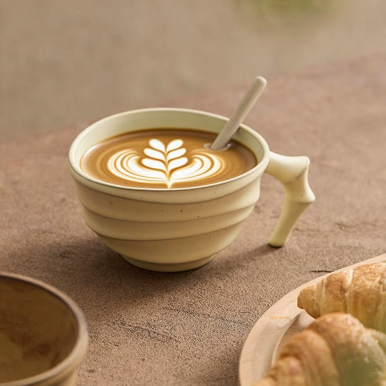 Tasse à café en céramique Vintage faite à la main de 200ml avec soucoupe