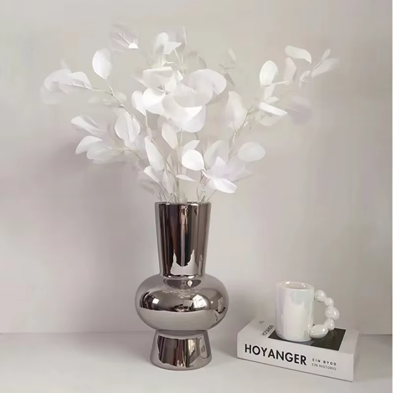 Vase à fleurs miroir argenté