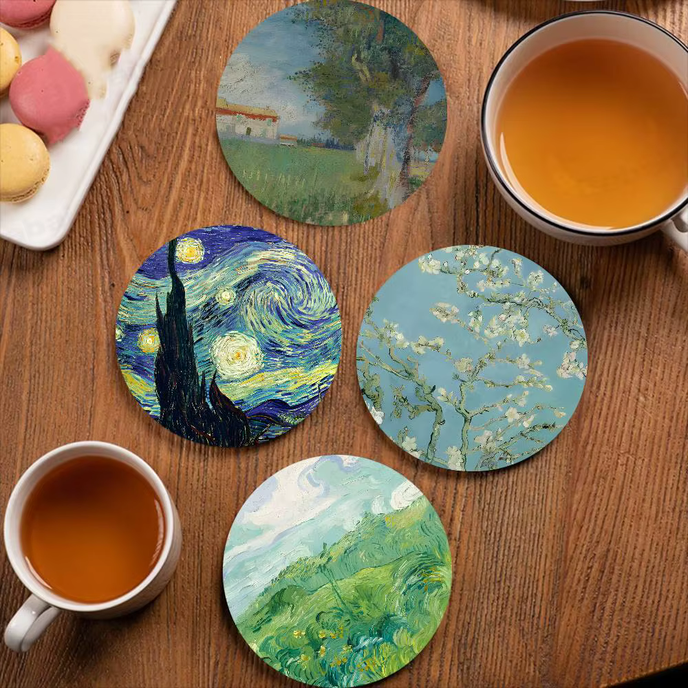 Sous-verres ronds en peinture à l'huile de Van Gogh