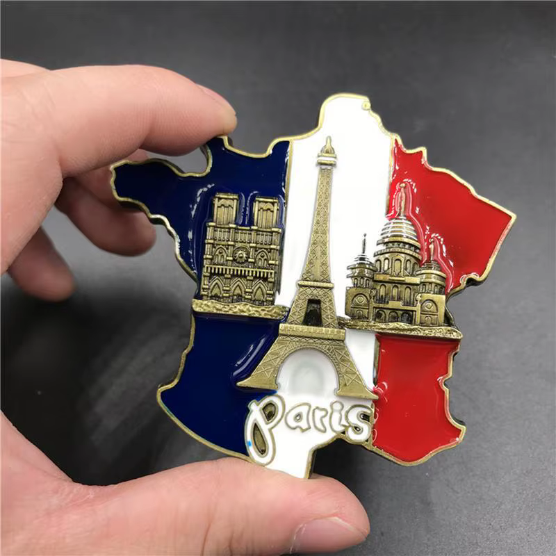 Autocollant de réfrigérateur carte de France, souvenir touristique d'Europe, aimant de réfrigérateur en résine 3D, souvenirs de Paris, décorations innovantes