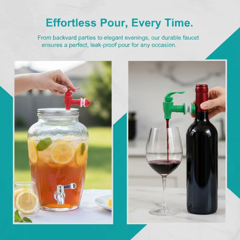 Robinet distributeur de vin et d'eau en verre 2L pour usage domestique
