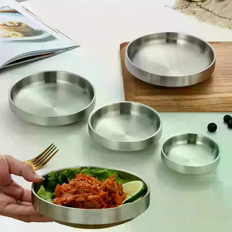 Assiette plate en acier inoxydable 201/304