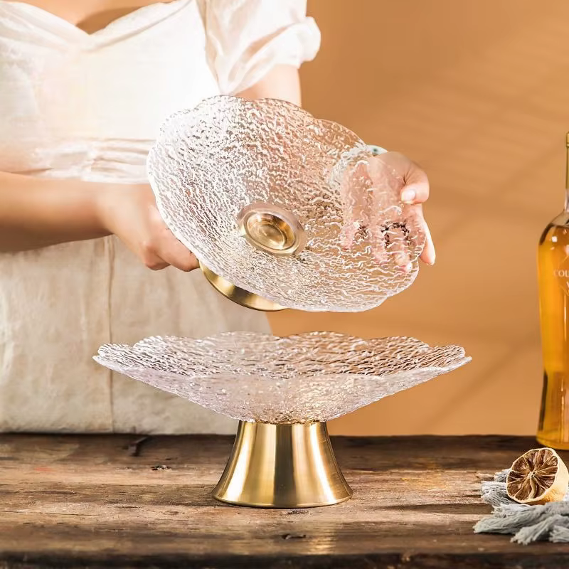 Assiette de fruits en verre à jambes hautes de luxe légère