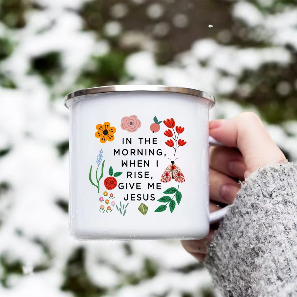 Tasses à café et à thé en émail créatif chrétien pour femmes