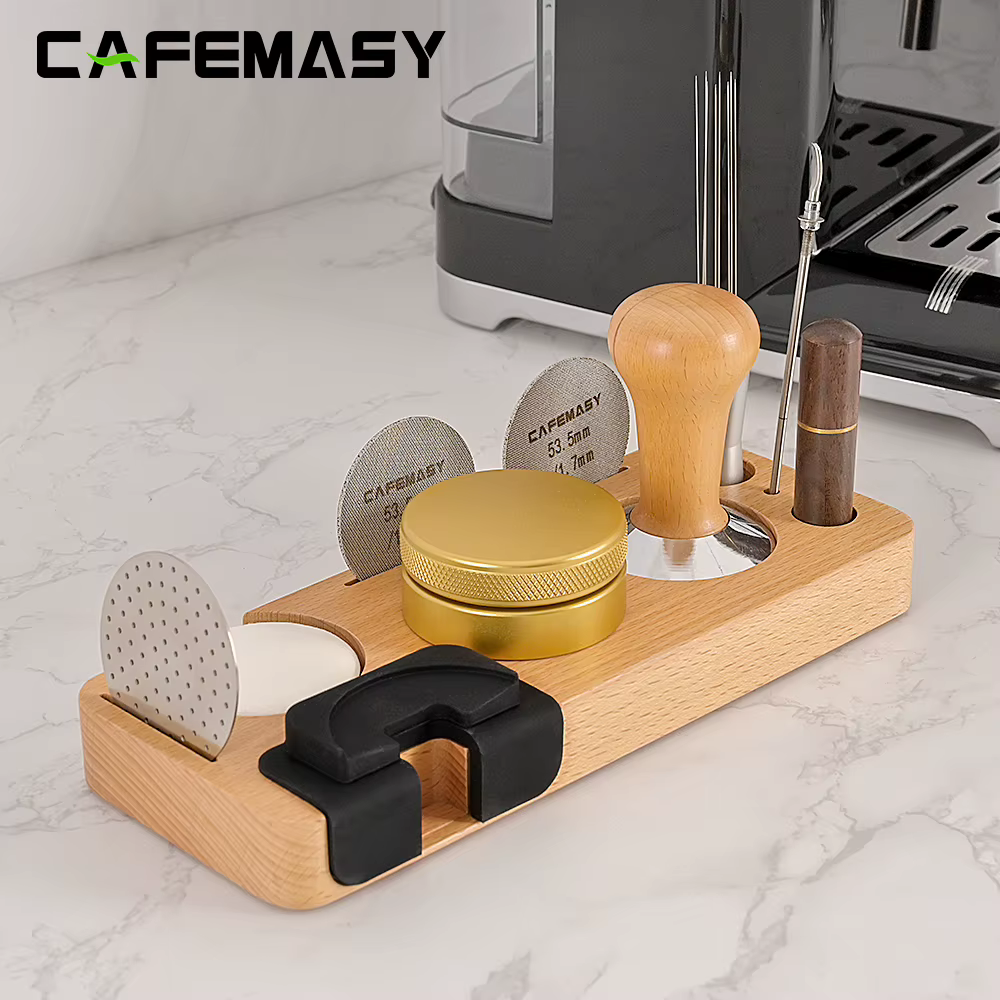 Station de bourrage de café en bois