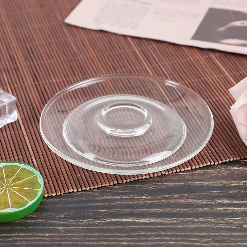 Soucoupes en verre transparent résistant à la chaleur de type C pour tasses à thé