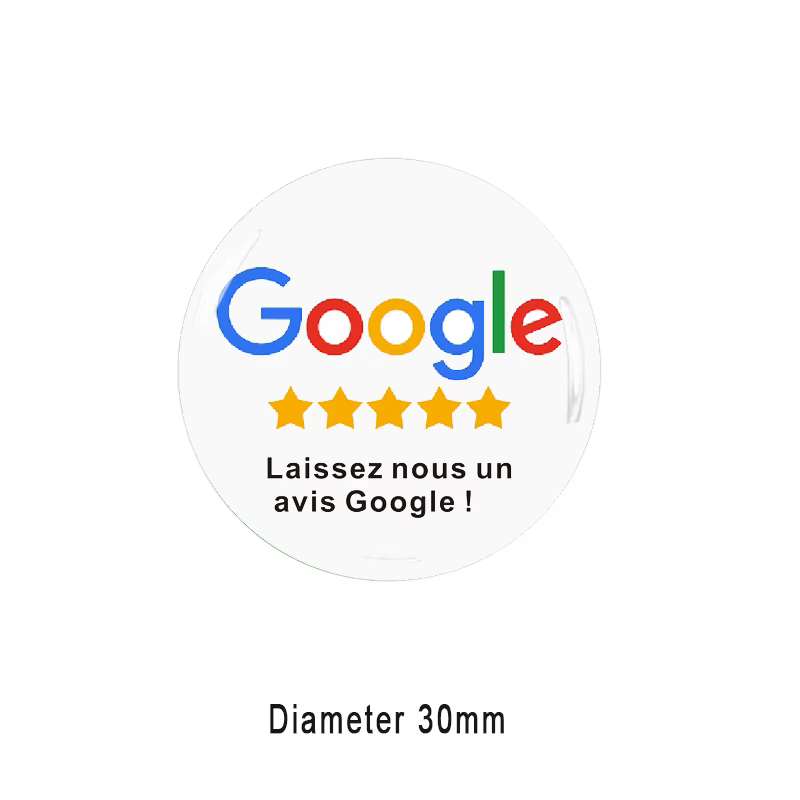 Autocollants NFC en époxy pour Google Review, liens réseaux sociaux, profils professionnels numériques – Français, Allemand, Portugais