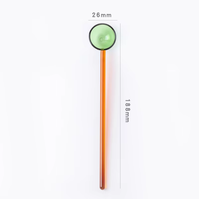 Cuillère en verre borosilicate écologique réutilisable avec brosses pour smoothies
