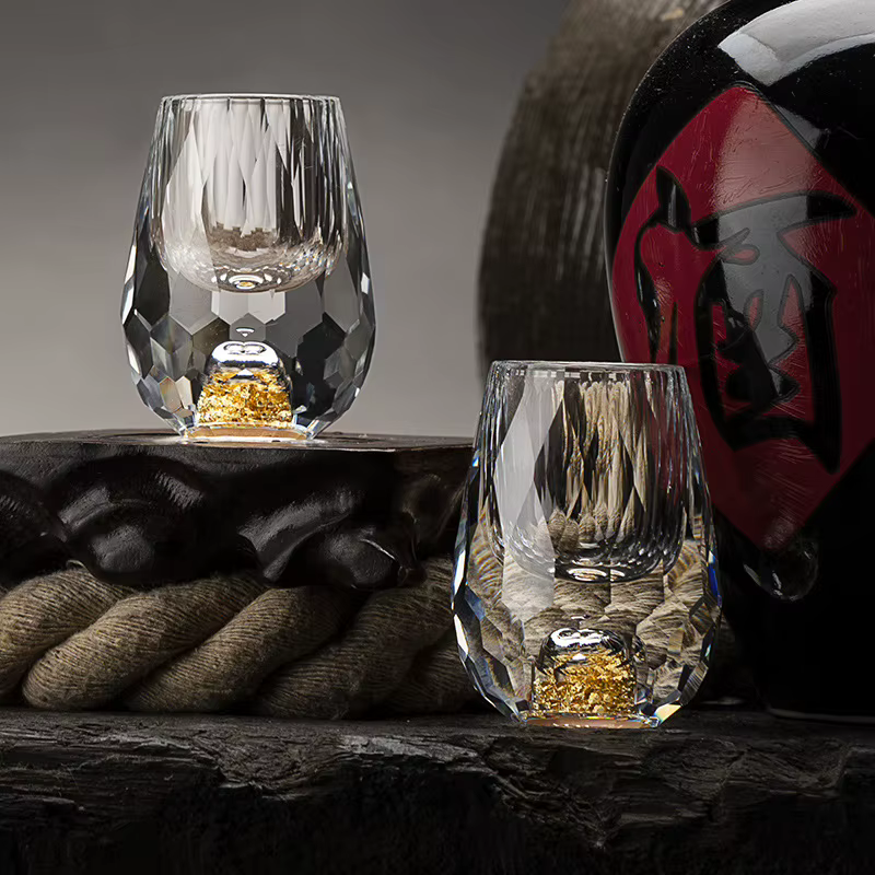 Verre à Shot de montagne doré en cristal luxueux