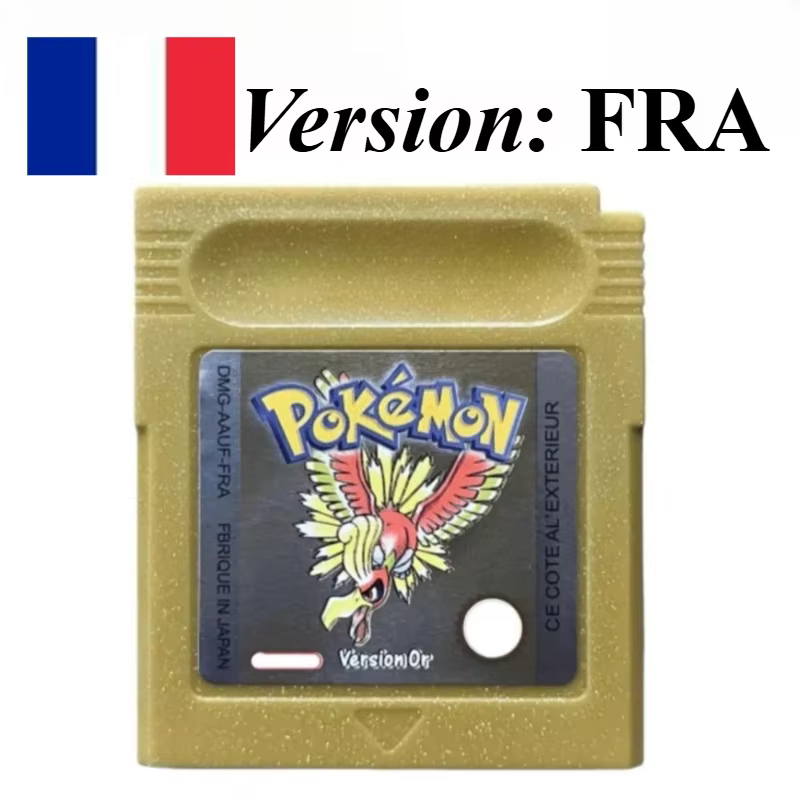 Cartes de jeu Pokémon FRA français 7 styles Gris/Rouge/Jaune/Or/Cristal/Bleu/Vert pour GBC GBA SP Haute Qualité Game Paradise