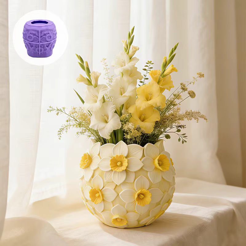Moule en silicone en forme de narcisse avec une texture exquise ; parfait pour la création de boules de fleurs fraîches