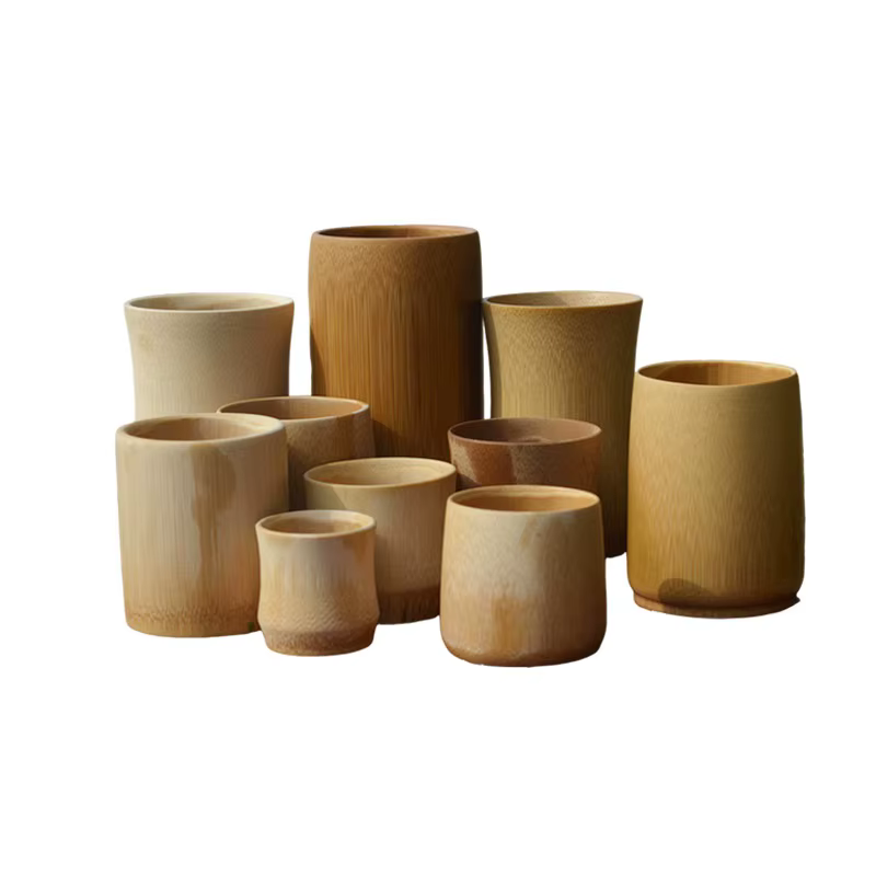 Tasses à thé rétro en bambou carbonisé naturel