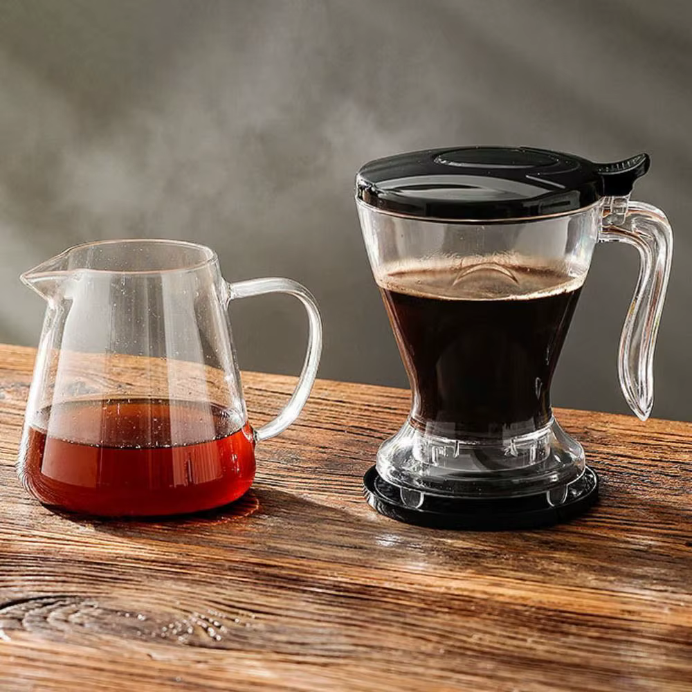 Carafe à expresso 600 ml, filtre à café pour infusion, pot à café transparent en PC avec tasse, infuseur à thé, Americano