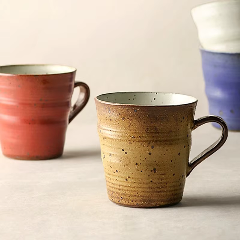 Tasse à café en grès artisanal Vintage faite à la main