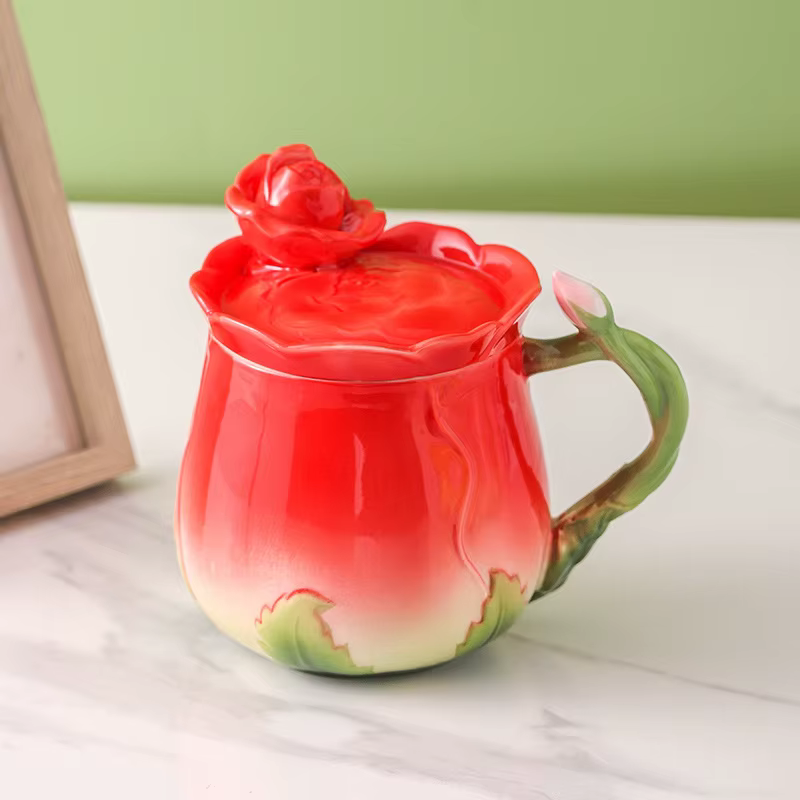 Tasse à café en céramique rose
