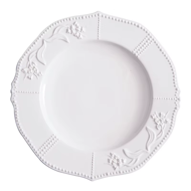Assiette à pâtes occidentales en céramique et dentelle