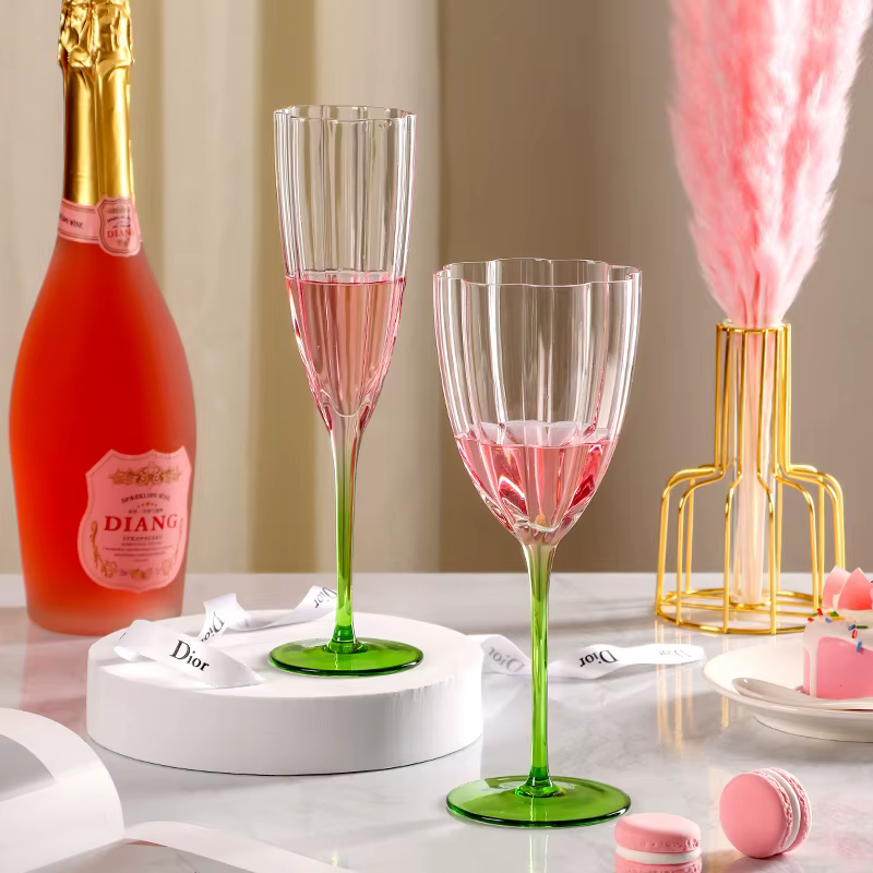 Gobelet à pétales français Vintage rose vert