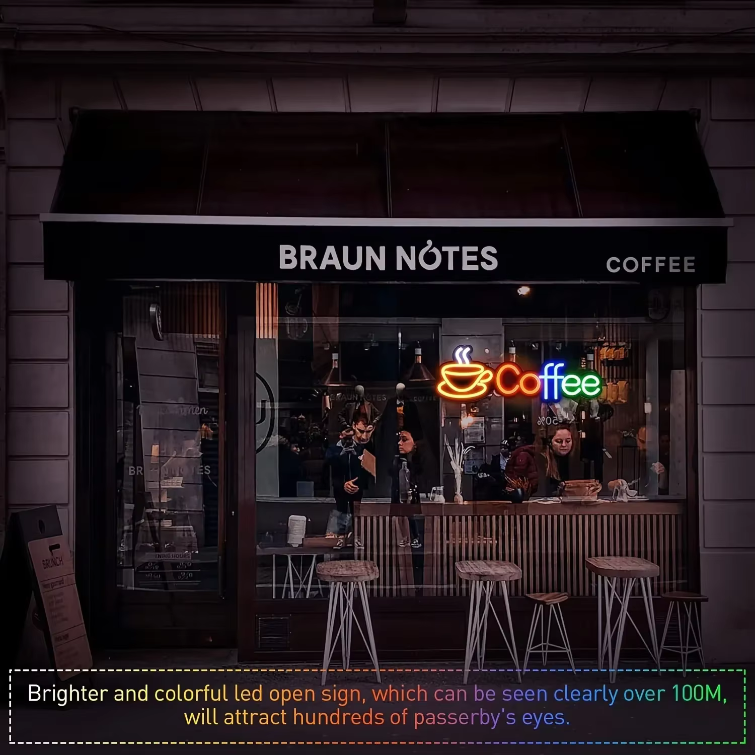 Enseigne au néon de café