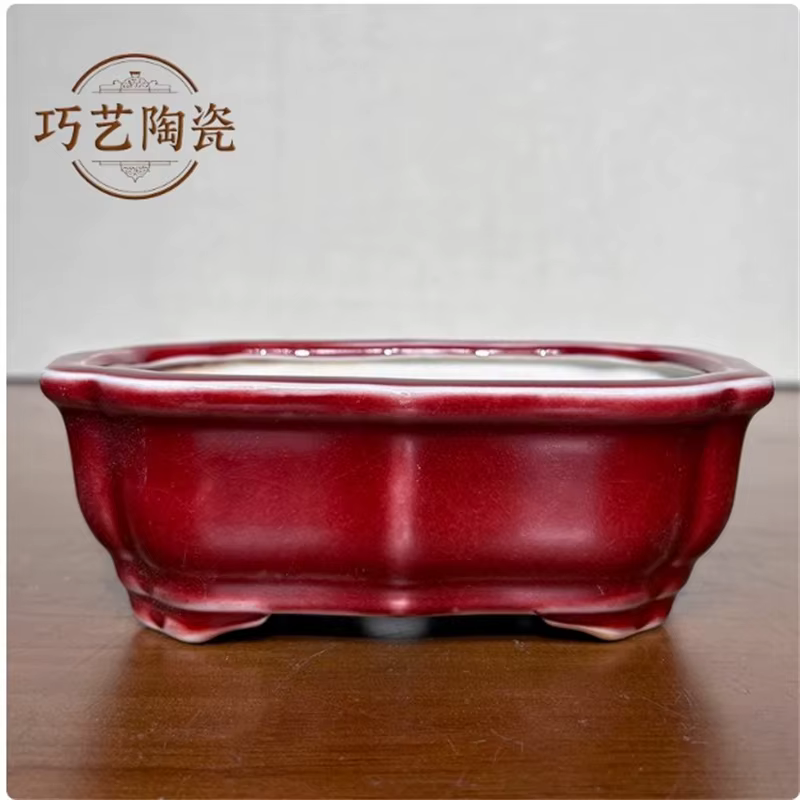Pot de bonsaï coloré vitré en porcelaine